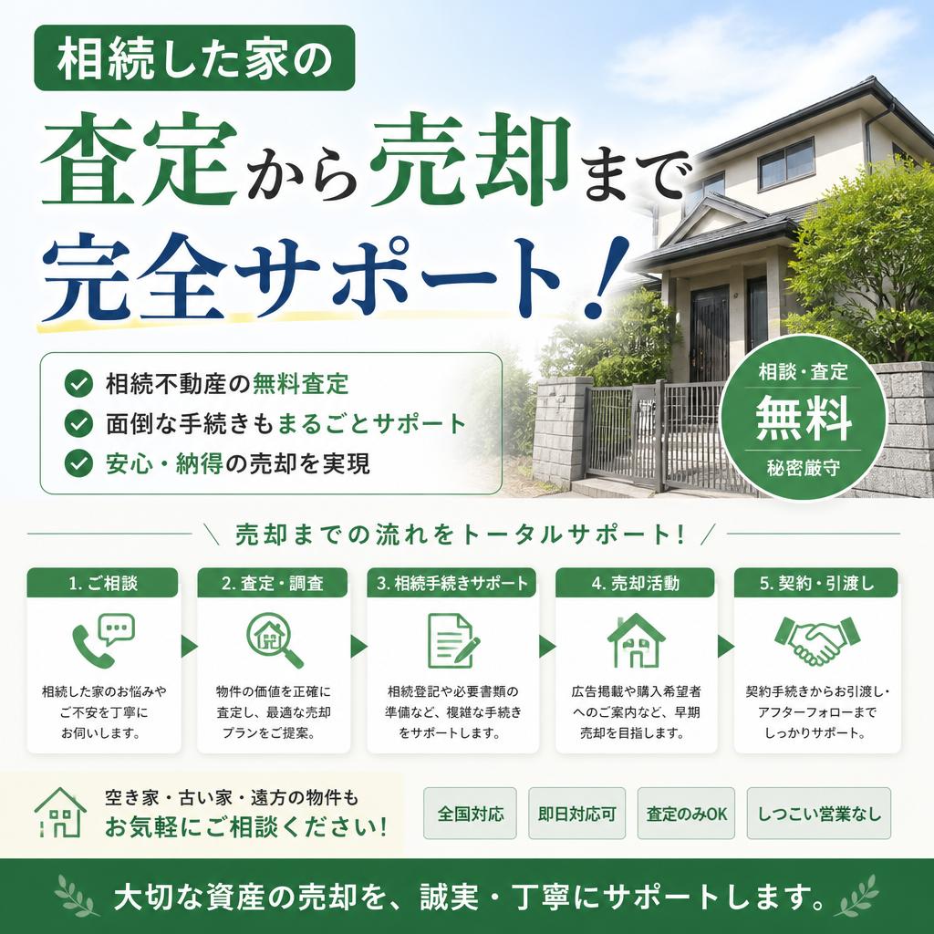 相続した家の査定から売却まで完全サポート！