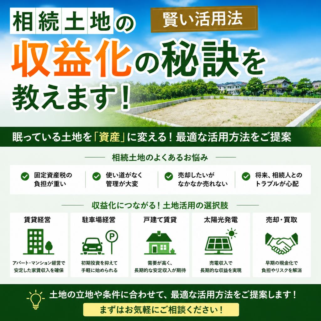相続土地の賢い活用法、収益化の秘訣を教えます！