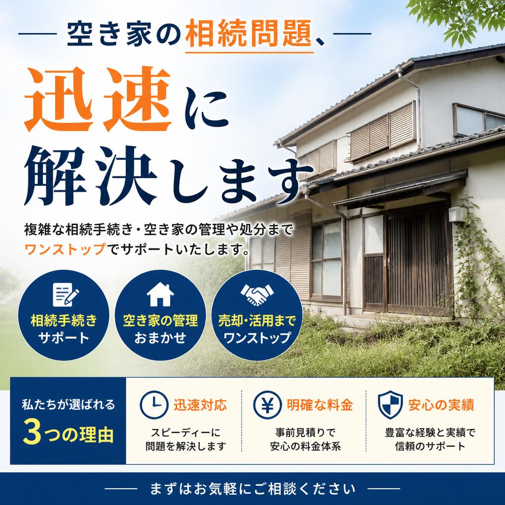 空き家の相続問題、迅速に解決します