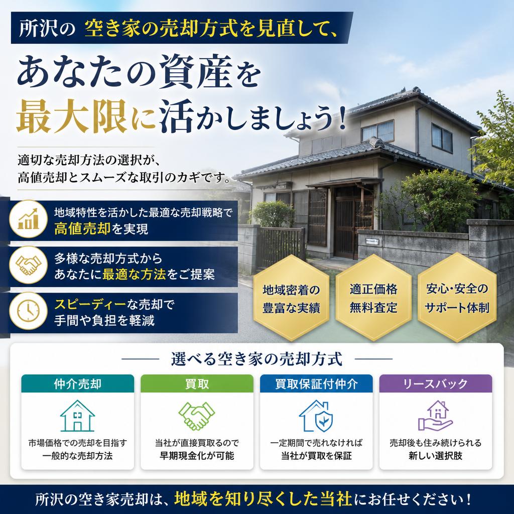 所沢の空き家の売却方式を見直して、あなたの資産を最大限に活かしましょう！