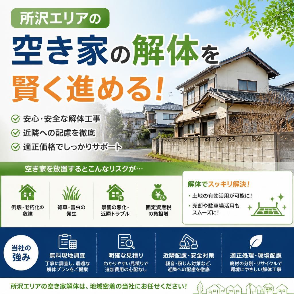 所沢エリアの空き家の解体を賢く進める！