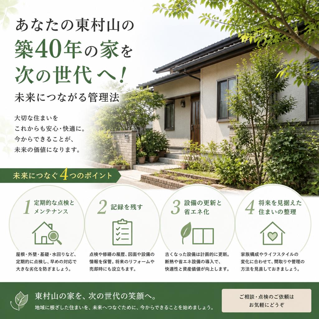 あなたの東村山の築40年の家を次の世代へ！未来につながる管理法