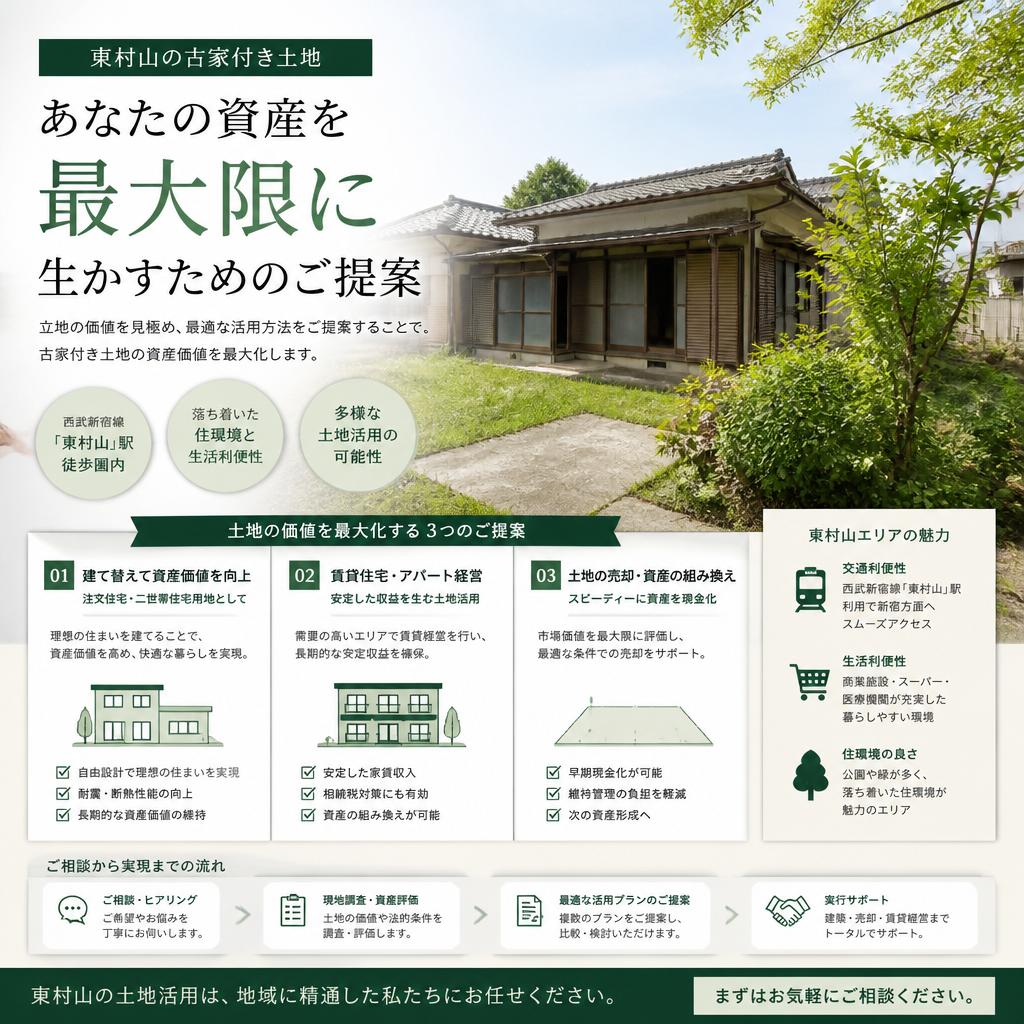 東村山の古家付き土地、あなたの資産を最大限に生かすためのご提案