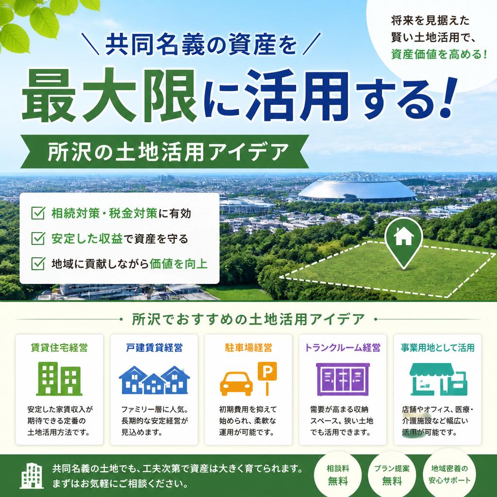 共同名義の資産を最大限に活用する！所沢の土地活用アイデア