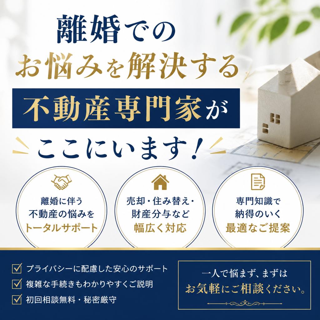 離婚でのお悩みを解決する不動産専門家がここにいます！