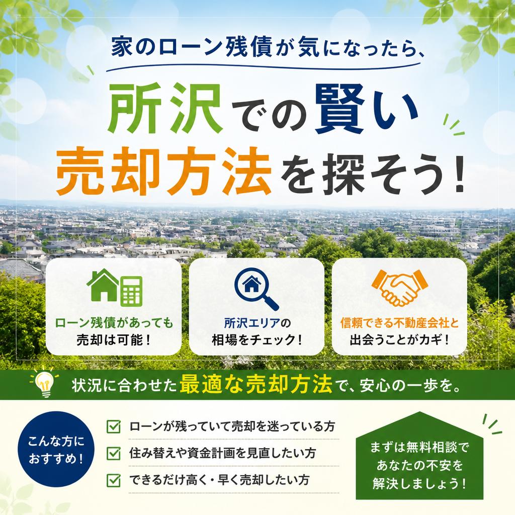家のローン残債が気になったら、所沢での賢い売却方法を探そう！