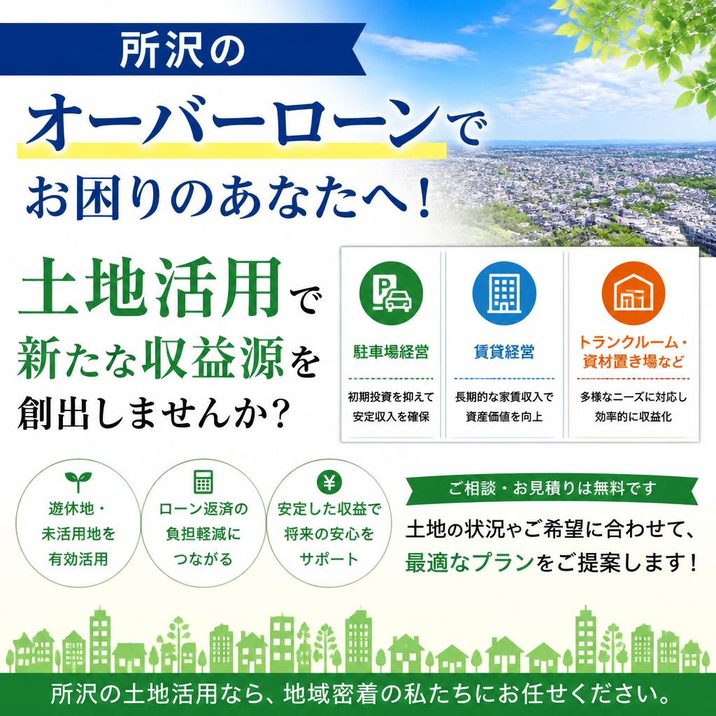 所沢のオーバーローンでお困りのあなたへ！土地活用で新たな収益源を創出しませんか？
