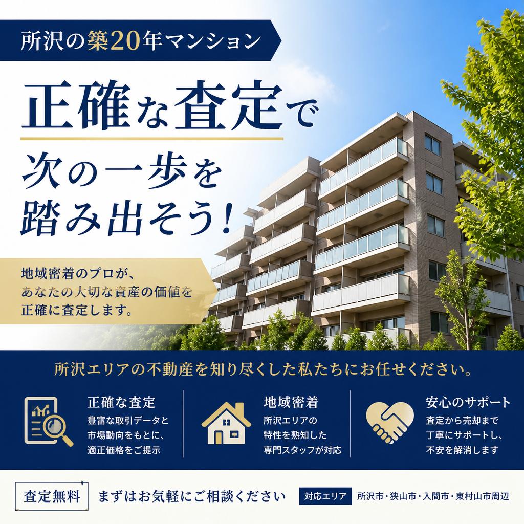 所沢の築20年マンション、正確な査定で次の一歩を踏み出そう！