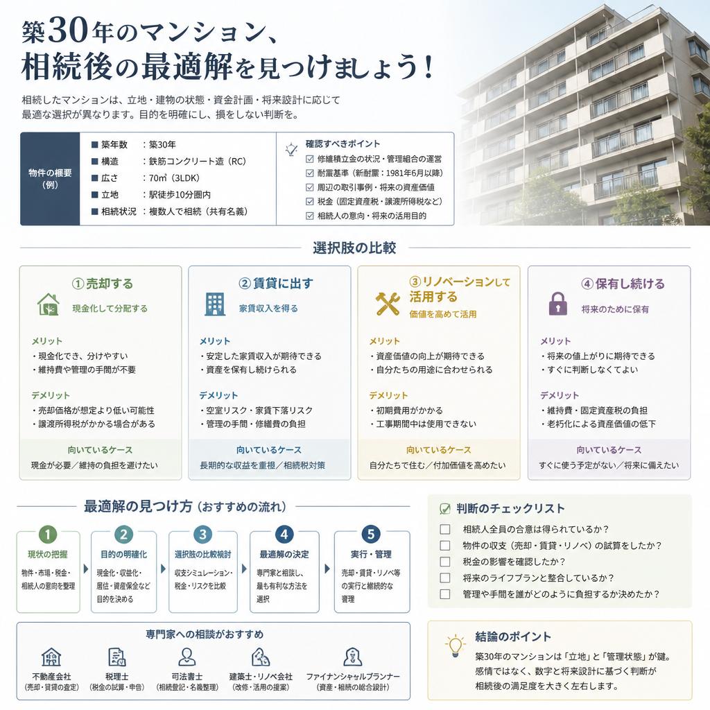 築30年のマンション、相続後の最適解を見つけましょう！