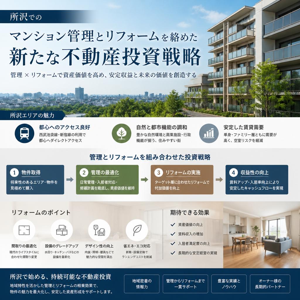 所沢でのマンション管理とリフォームを絡めた新たな不動産投資戦略